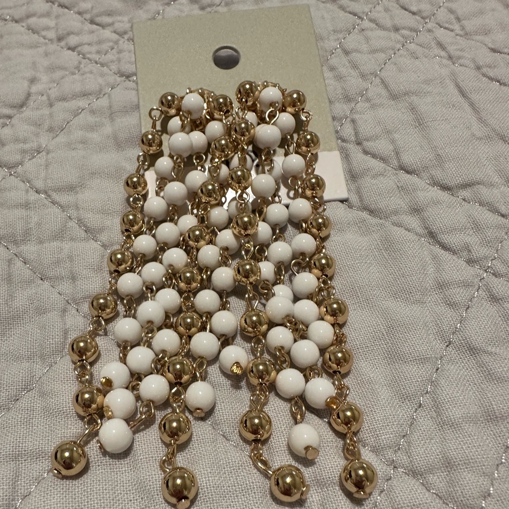 White and gold earrings from Nordstrom NWT